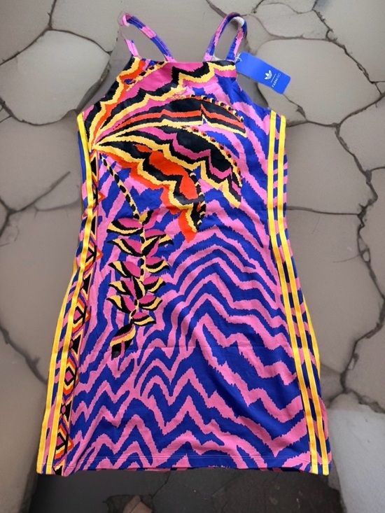 adidas Dresses & Skirts - NWT Adidas x Farm Rio Pink & Blue Zebra-Stripe Mini Tank Dress-M